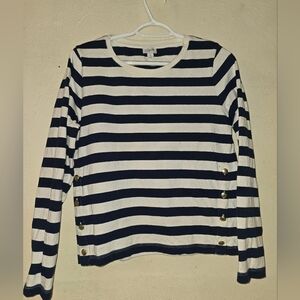 J. Crew Navy and White Striped Long Sleeve Top